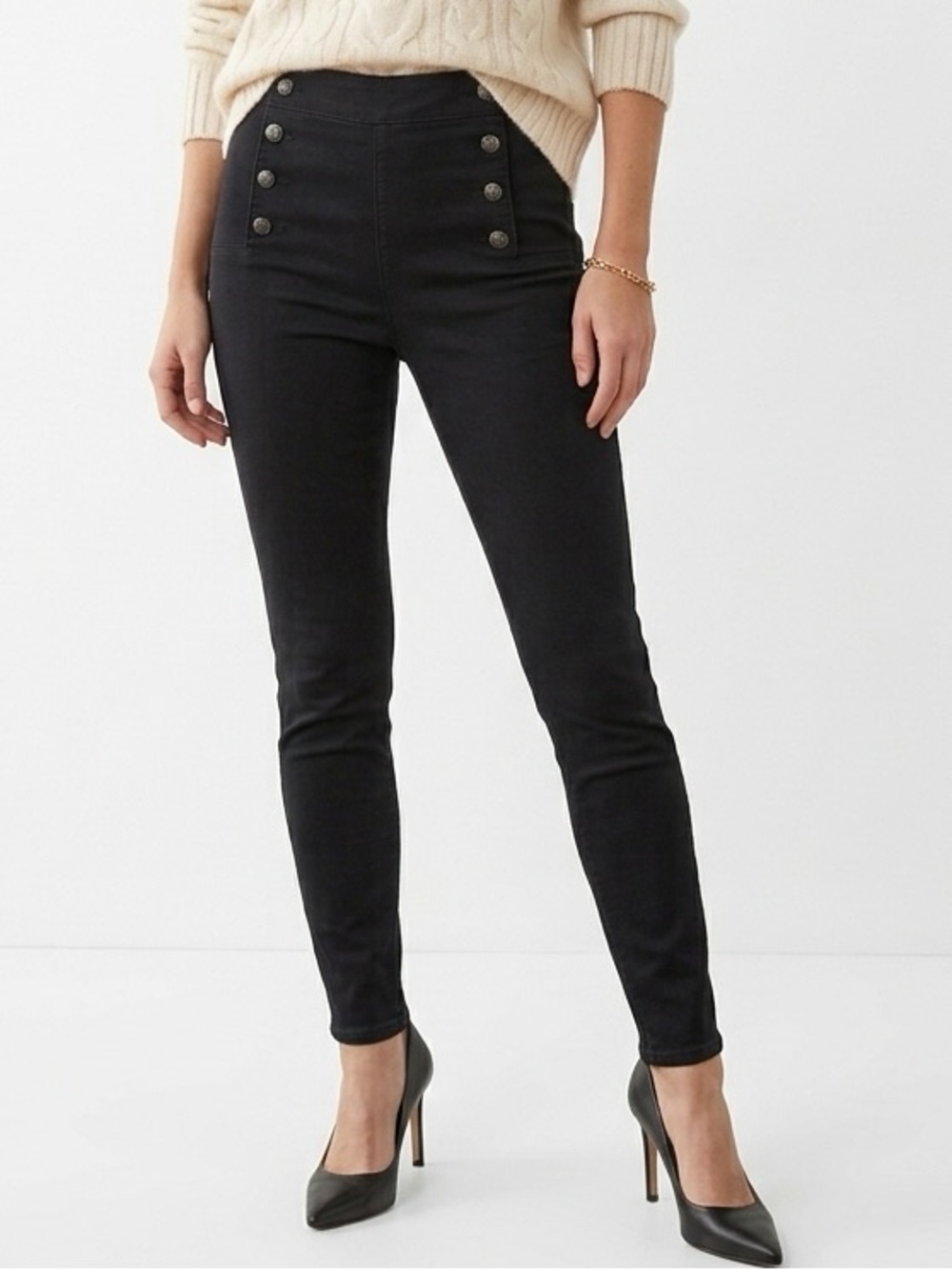 White House Black Market Black Women's Sailor Front Jeggings EUC